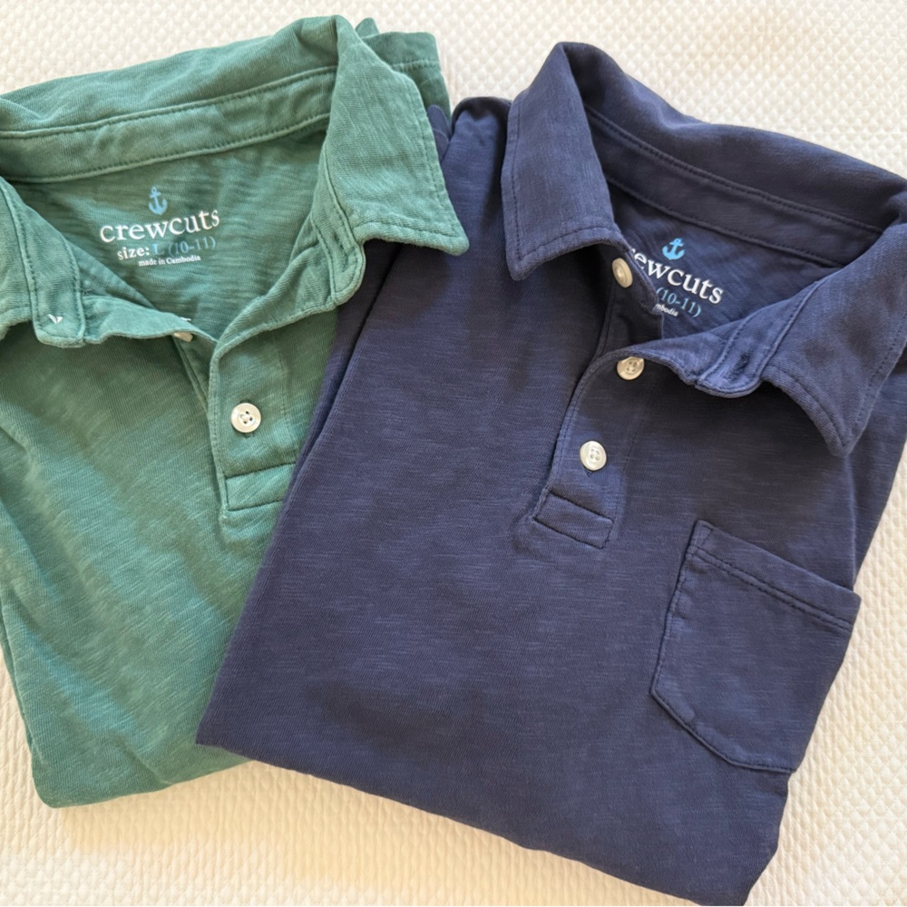 J Crew Crewcuts Kid’s Long Sleeve Cotton Slub Polo